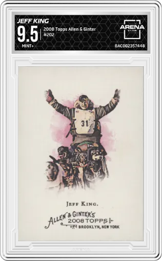 Jeff King from the 2008 Topps Allen & Ginter set graded by Arena Club and given an overall grade of 9.5.