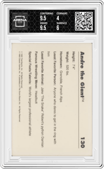 Andre The Giant from the 1990 Classic WWF set graded by Arena Club and given an overall grade of 4.5.