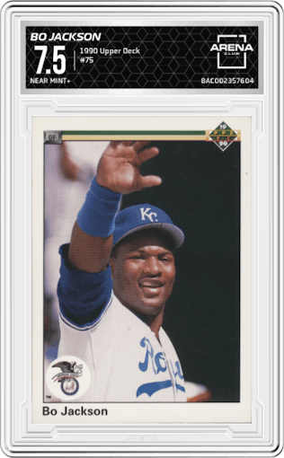 Bo Jackson from the 1990 Upper Deck set graded by Arena Club and given an overall grade of 7.5.