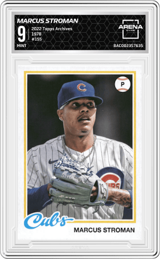 Marcus Stroman from the 2022 Topps Archives set graded by Arena Club and given an overall grade of 9.