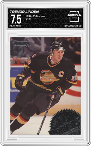 Trevor Linden from the 1994-95 Donruss set graded by Arena Club and given an overall grade of 7.5.