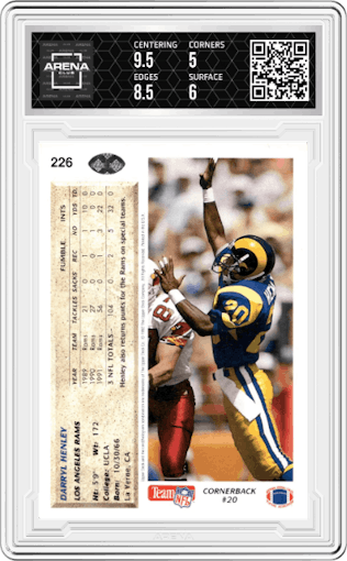 Darryl Henley from the 1992 Upper Deck set graded by Arena Club and given an overall grade of 5.5.