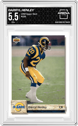 Darryl Henley from the 1992 Upper Deck set graded by Arena Club and given an overall grade of 5.5.