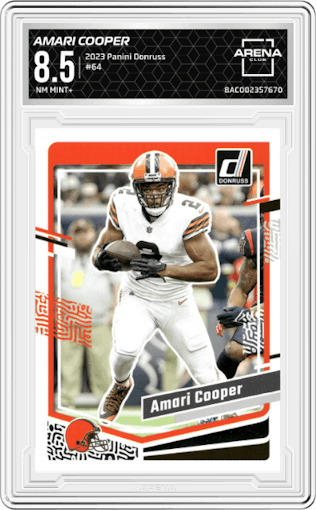 Amari Cooper  from the 2023 Panini Donruss set graded by Arena Club and given an overall grade of 8.5.