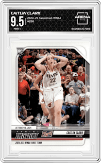 Caitlin Clark from the 2024-25 Panini Instant WNBA set graded by Arena Club and given an overall grade of 9.5.