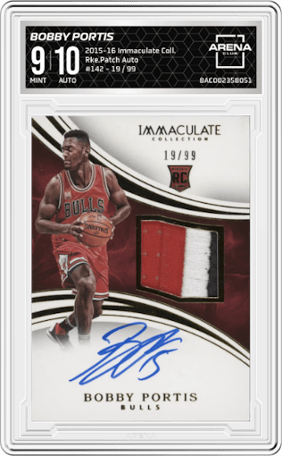 Bobby Portis from the 2015-16 Panini Immaculate Collection set graded by Arena Club and given an overall grade of 9.