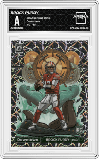Brock Purdy  from the 2022 Panini Donruss Optic set graded by Arena Club.