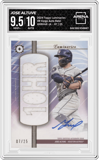 Jose Altuve from the 2024 Topps Luminaries set graded by Arena Club and given an overall grade of 9.5.
