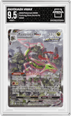 Rayquaza VMAX from the 2021 Pokemon SWSH set graded by Arena Club and given an overall grade of 9.5.