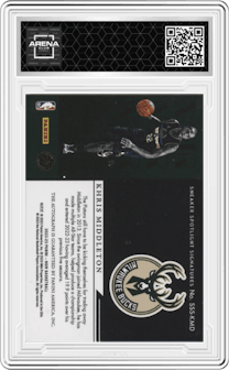 Khris Middleton from the 2022-23 Panini Noir set graded by Arena Club and given an overall grade of 0.