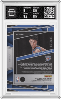 Chet Holmgren from the 2022-23 Panini Spectra set graded by Arena Club and given an overall grade of 9.