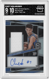 Chet Holmgren from the 2022-23 Panini Spectra set graded by Arena Club and given an overall grade of 9.