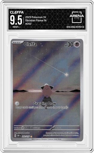 Cleffa from the 2023 Pokemon SV set graded by Arena Club and given an overall grade of 9.5.