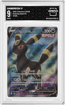 Umbreon V from the 2021 Pokemon SWSH set graded by Arena Club and given an overall grade of 9.