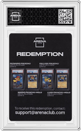 Redemption from the Mario & Luigi Pikachu set graded by Arena Club and given an overall grade of 0.