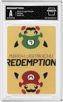 Redemption from the Mario & Luigi Pikachu set graded by Arena Club and given an overall grade of 0.