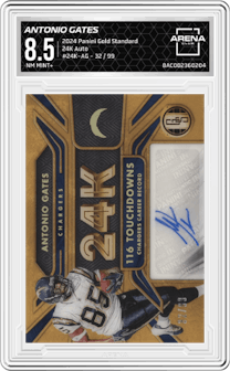 Antonio Gates from the 2024 Panini Gold Standard set graded by Arena Club and given an overall grade of 8.5.