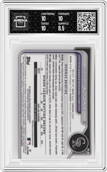 Aldalay Kolokie from the 2024 Bowman Chrome set graded by Arena Club and given an overall grade of 9.