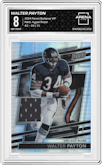 Walter Payton from the 2024 Panini The National VIP set featuring a Hyper Prizm parallel graded by Arena Club and given an overall grade of 8.