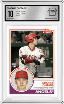 Shohei Ohtani from the 2018 Topps Series 2 set graded by Arena Club and given an overall grade of 10.