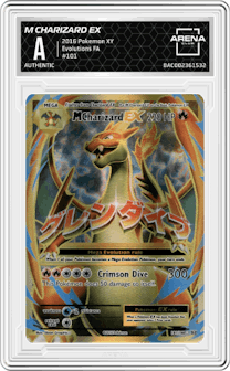 M Charizard EX from the 2016 Pokemon XY set graded by Arena Club and given an overall grade of 0.