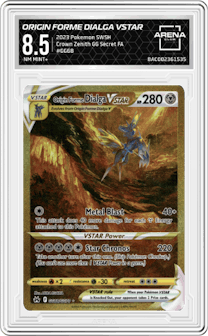 Origin Forme Dialga VSTAR from the 2023 Pokemon SWSH set graded by Arena Club and given an overall grade of 8.5.