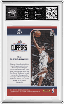 Shai Gilgeous-Alexander from the 2018-19 Panini Chronicles set graded by Arena Club and given an overall grade of 9.5.