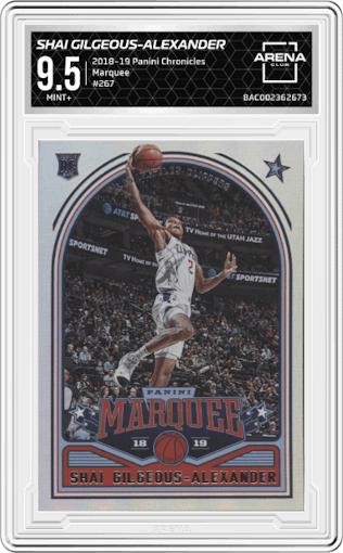 Shai Gilgeous-Alexander from the 2018-19 Panini Chronicles set graded by Arena Club and given an overall grade of 9.5.