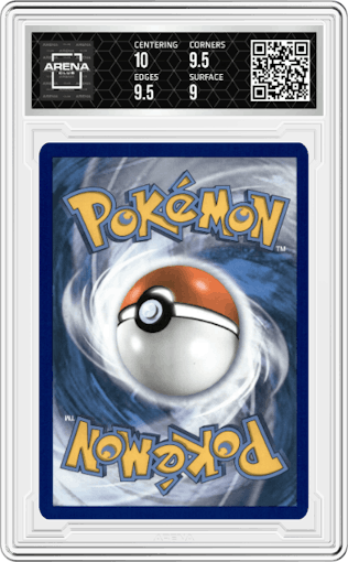 Rayquaza from the 2020 Pokemon SWSH set graded by Arena Club and given an overall grade of 9.5.