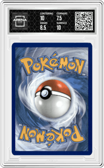 Charizard V from the 2020 Pokemon SWSH set featuring a Champion's Path ETB parallel graded by Arena Club and given an overall grade of 8.