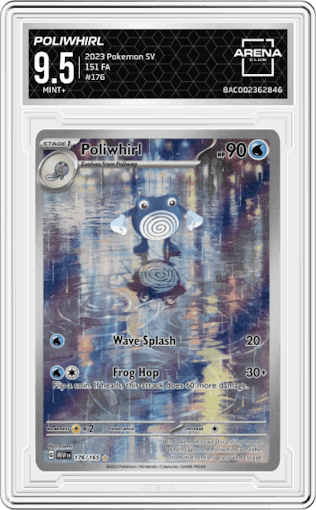 Poliwhirl from the 2023 Pokemon SV set graded by Arena Club and given an overall grade of 9.5.