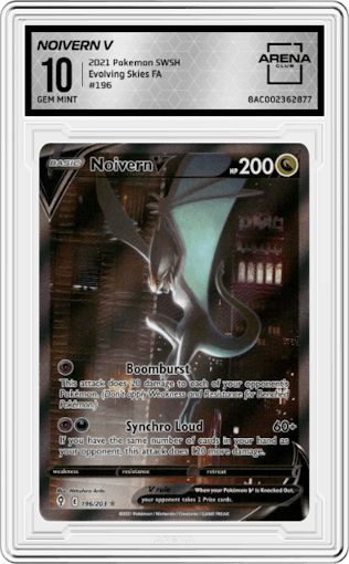 Noivern V from the 2021 Pokemon SWSH set graded by Arena Club and given an overall grade of 10.