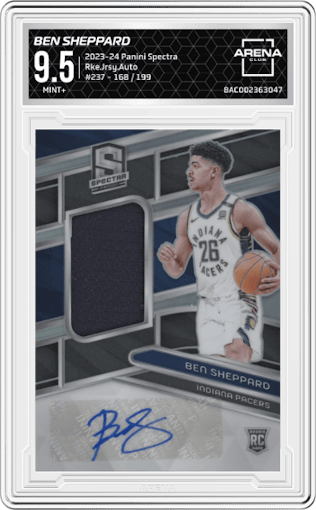 Ben Sheppard from the 2023-24 Panini Spectra set graded by Arena Club and given an overall grade of 9.5.