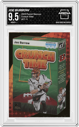 Joe Burrow from the 2023 Panini Donruss set graded by Arena Club and given an overall grade of 9.5.