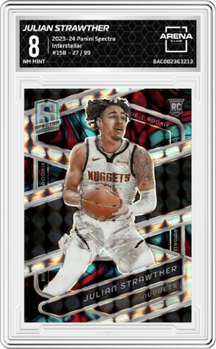 Julian Strawther from the 2023-24 Panini Spectra set featuring a Interstellar  parallel graded by Arena Club and given an overall grade of 8.