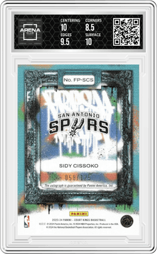Sidy Cissoko from the 2023-24 Panini Court Kings set graded by Arena Club and given an overall grade of 9.