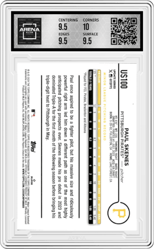 Paul Skenes from the 2024 Topps Update set graded by Arena Club and given an overall grade of 10.