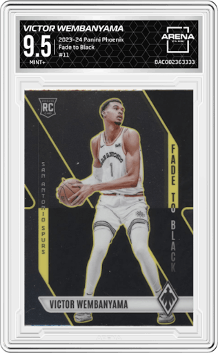 Victor Wembanyama from the 2023-24 Panini Phoenix set graded by Arena Club and given an overall grade of 9.5.