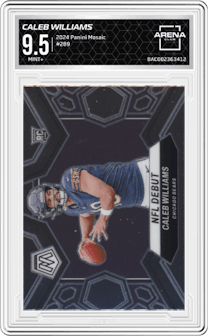 Caleb Williams from the 2024 Panini Mosaic set graded by Arena Club and given an overall grade of 9.5.