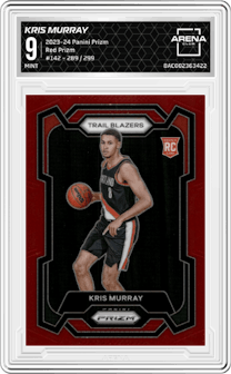 Kris Murray from the 2023-24 Panini Prizm set featuring a Red Prizm parallel graded by Arena Club and given an overall grade of 9.