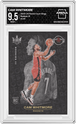 Cam Whitmore from the 2023-24 Panini Court Kings set graded by Arena Club and given an overall grade of 9.5.