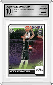 Victor Wembanyama from the 2023-24 Panini Haunted Hoops set graded by Arena Club and given an overall grade of 10.