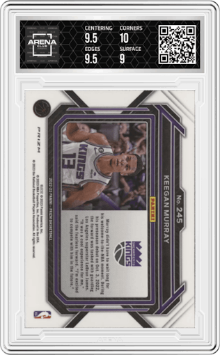 Keegan Murray from the 2022-23 Panini Prizm  set graded by Arena Club and given an overall grade of 9.5.
