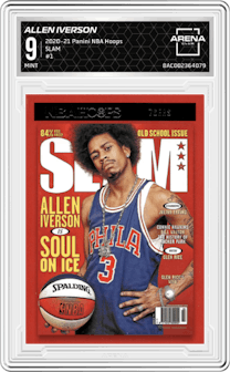 Allen Iverson from the 2020-21 Panini NBA Hoops set graded by Arena Club and given an overall grade of 9.
