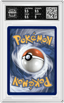 Reshiram from the 2021 Pokemon SWSH set featuring a Black & White parallel graded by Arena Club and given an overall grade of 9.5.