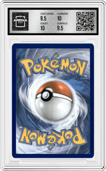 M Rayquaza EX from the 2021 Pokemon SWSH set featuring a Roaring Skies parallel graded by Arena Club and given an overall grade of 10.