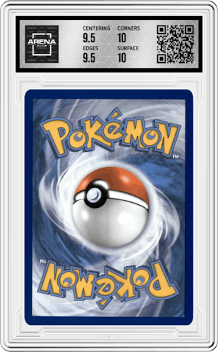 Mewtwo EX from the 2021 Pokemon SWSH set featuring a Next Destinies parallel graded by Arena Club and given an overall grade of 10.