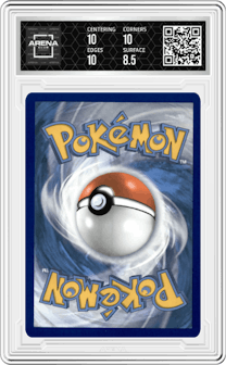 Surfing Pikachu VMAX from the 2021 Pokemon SWSH set graded by Arena Club and given an overall grade of 9.