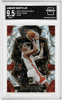 Jabari Smith Jr. from the 2022-23 Panini Select set featuring a Scope parallel graded by Arena Club and given an overall grade of 9.5.