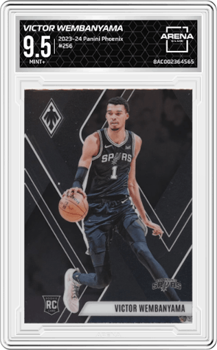 Victor Wembanyama from the 2023-24 Panini Phoenix set graded by Arena Club and given an overall grade of 9.5.